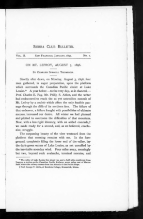 Sierra Club Bulletin 1897 Vol 2 No 1 January cover